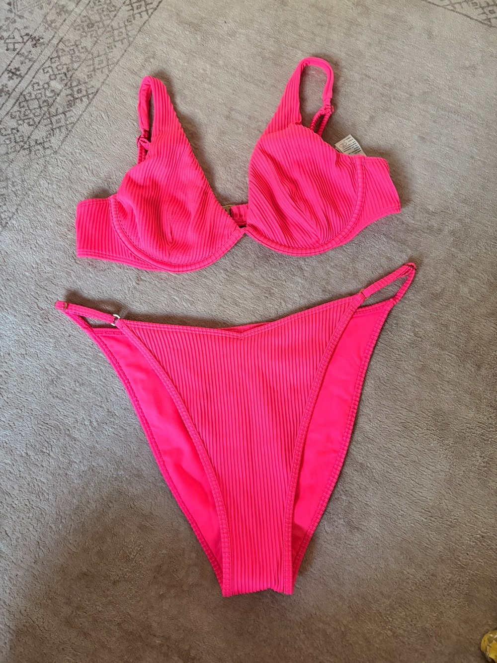 Hollister Hot Pink Ribbed Underwire Bikini